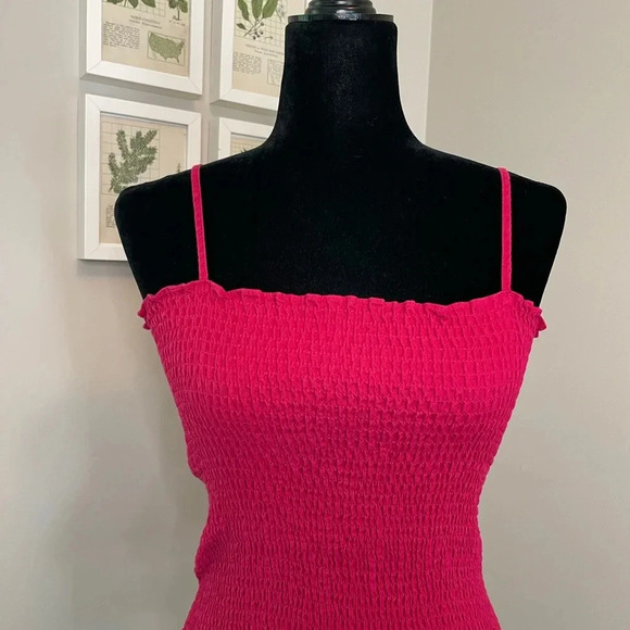 Maeve Pink Smocked Peplum Ruffle Tank Top - Picture 2 of 10